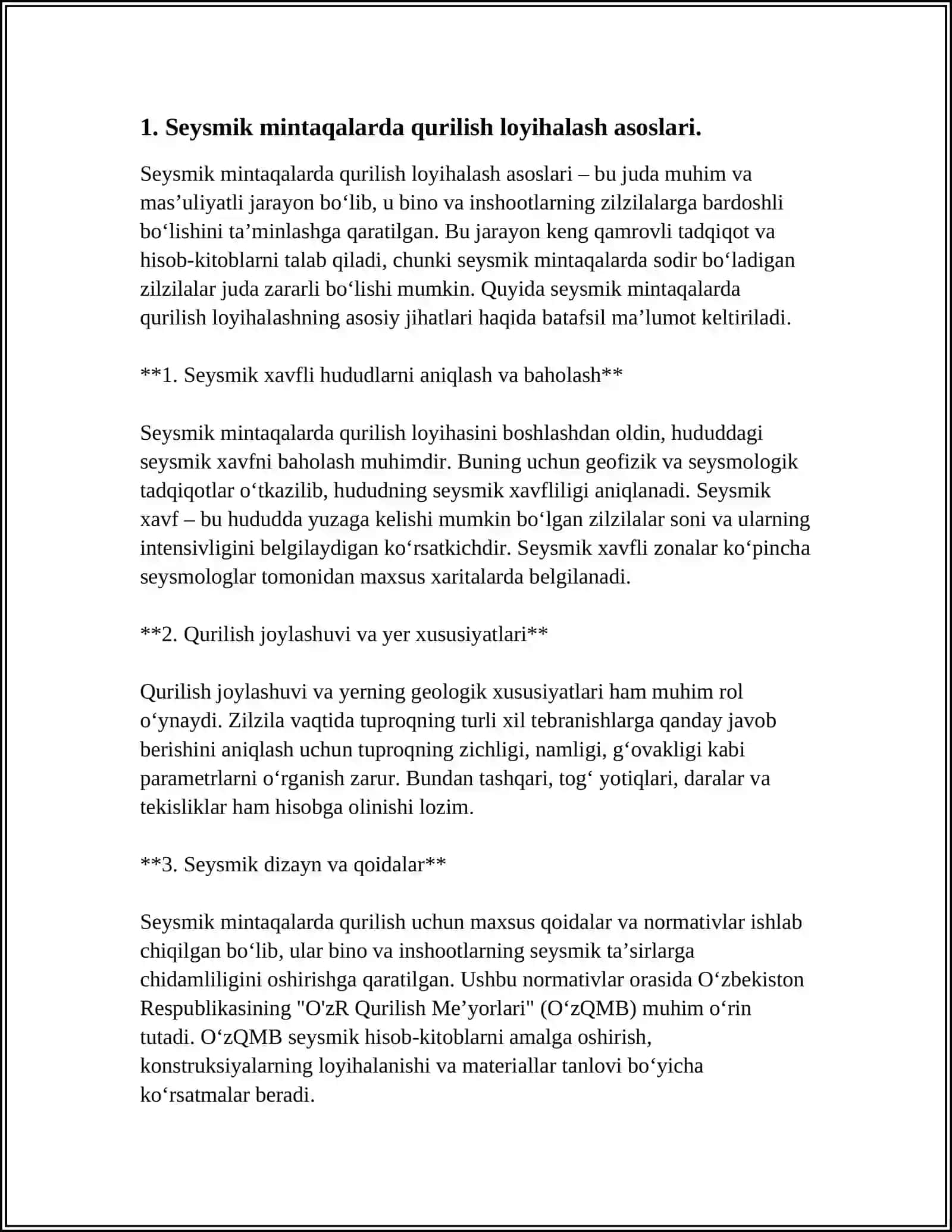 KORXONALARNI LOYIHALASH JARAYONIDA SEYSMIK SHAROITLARNI HISOBGA OLISH 3