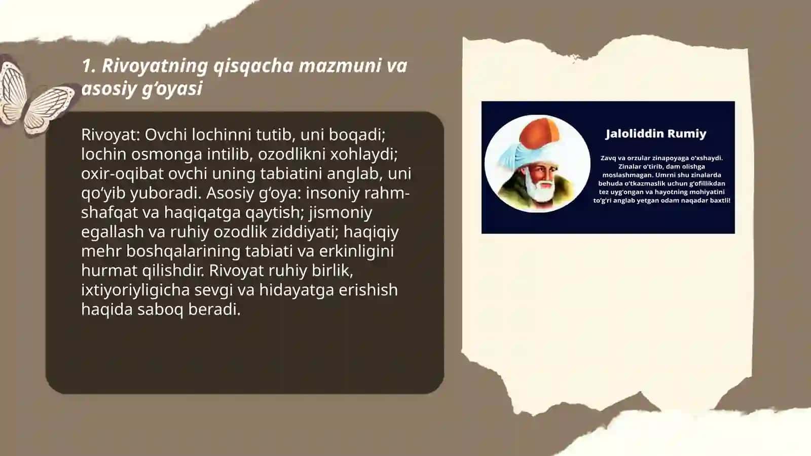 Jaloliddin Rumiyning ovchi va lochin rivoyatining mohiyati va uning tarbiyaviy ahamiyati 3