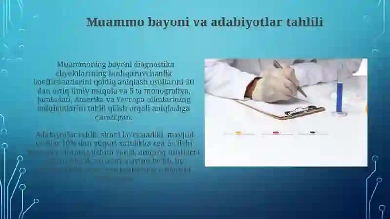 Diagnostic obektlar bo'yicha nazoratga yaroqlilik koeffitsintlarini qoldiq resuming aniqlash 3