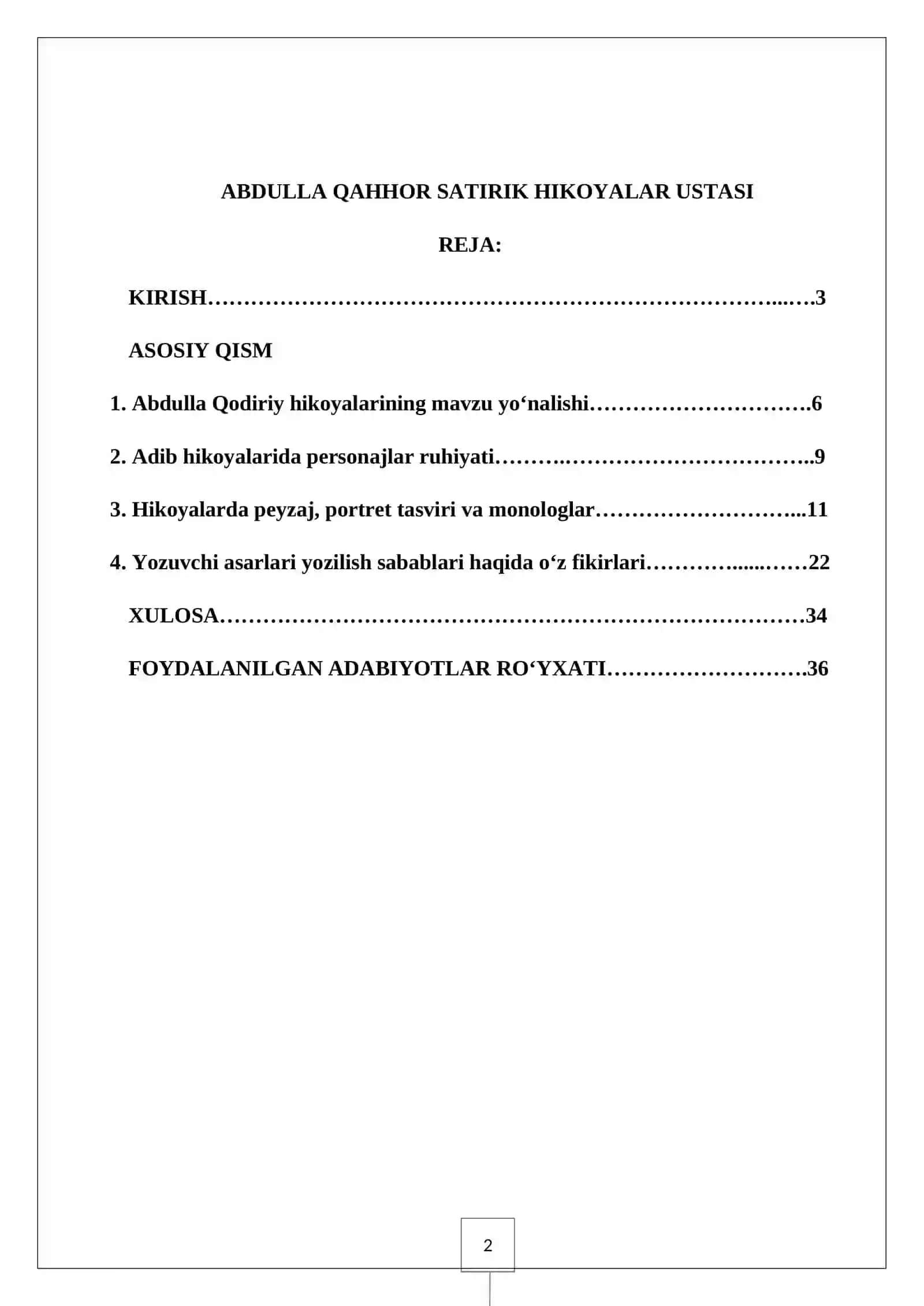 Abdulla Qahhor satirik hikoyalar ustasi KURS ISHI 3