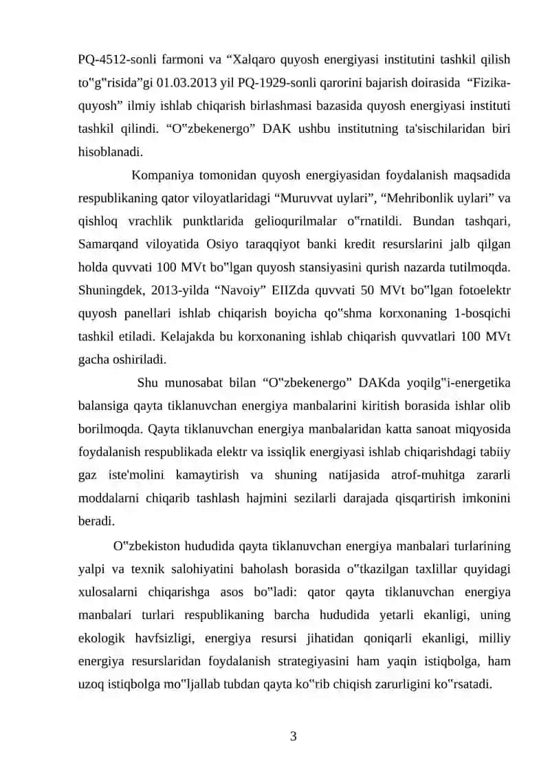ELEKTR ENERGIYASINI ISHLAB CHIQARISH (MUQOBIL ENERGIYA MANBALARI) 3