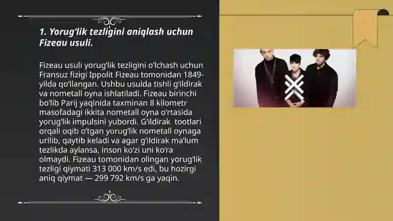 Yorugʻlik tezligini labaratoriya sharoitida aniqlash usullarini oʻrganish 3