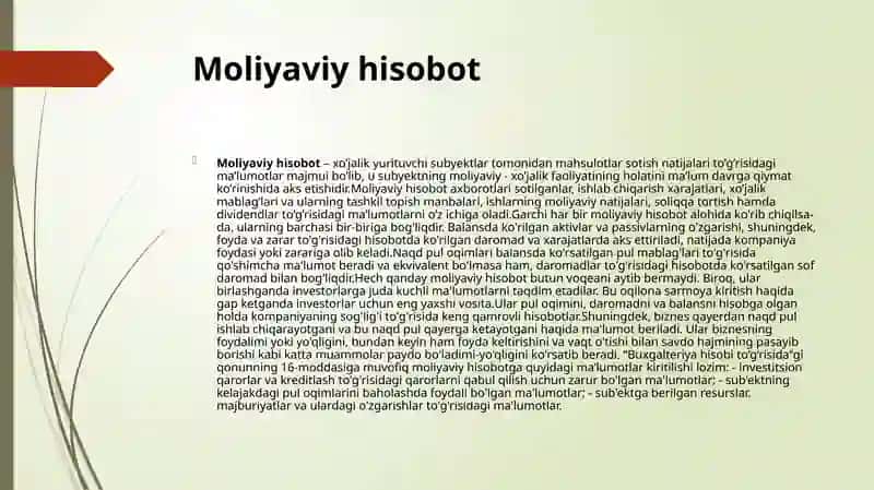 Moliyaviy hisobotlarni tayyorlash 3
