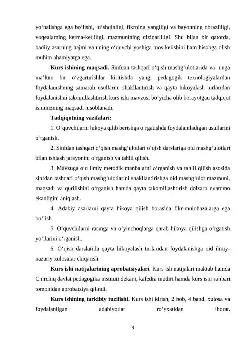 OʻQISH SAVODXONLIGI DARSLARIDA MASAL OʻTISH USLUBIYATI (3 - SINF) 3