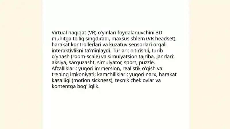 Virtual haqiqat (VR) o'yinlari 3