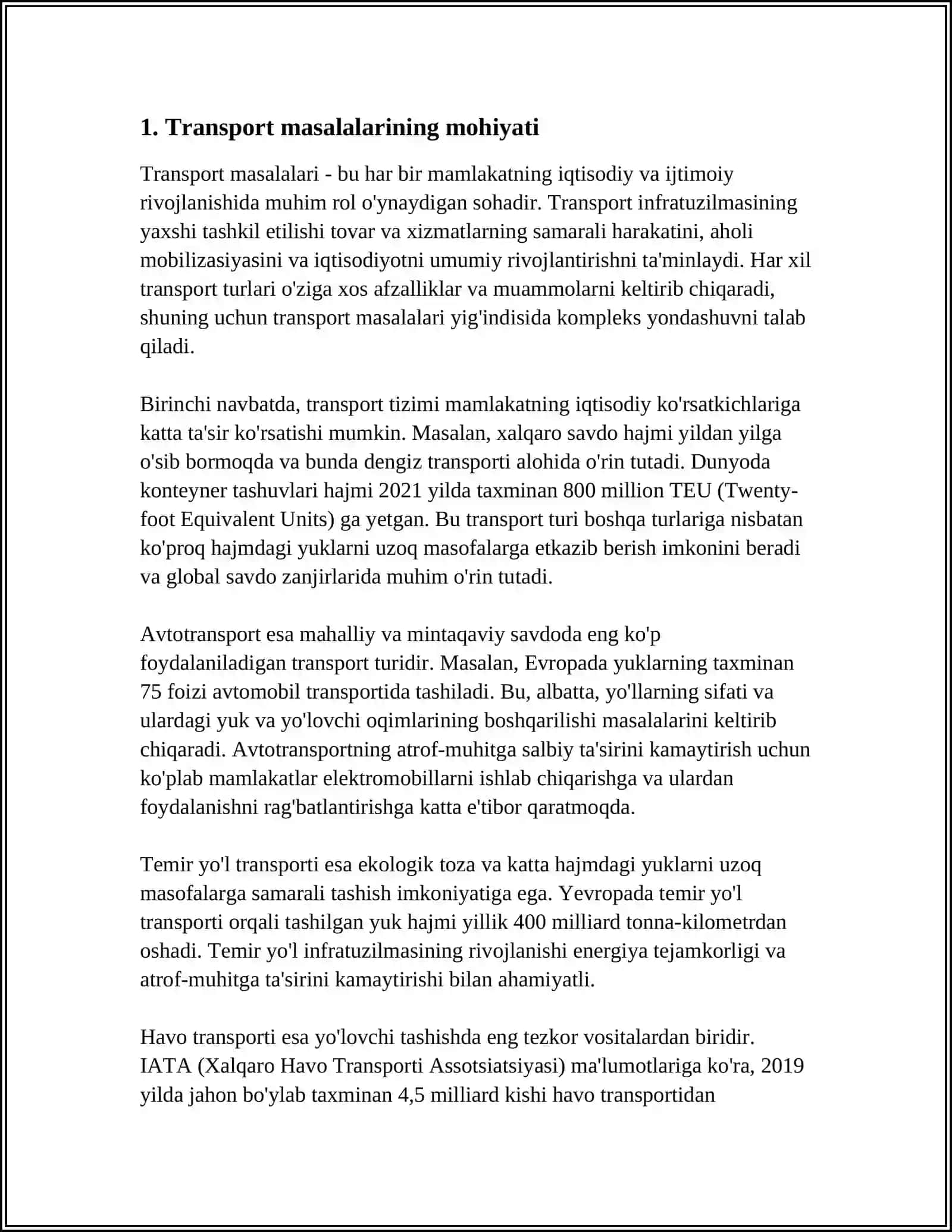 TRANSPORT MASALALARIGA KELTIRILADIGAN TAQSIMOT MASALALARI 3