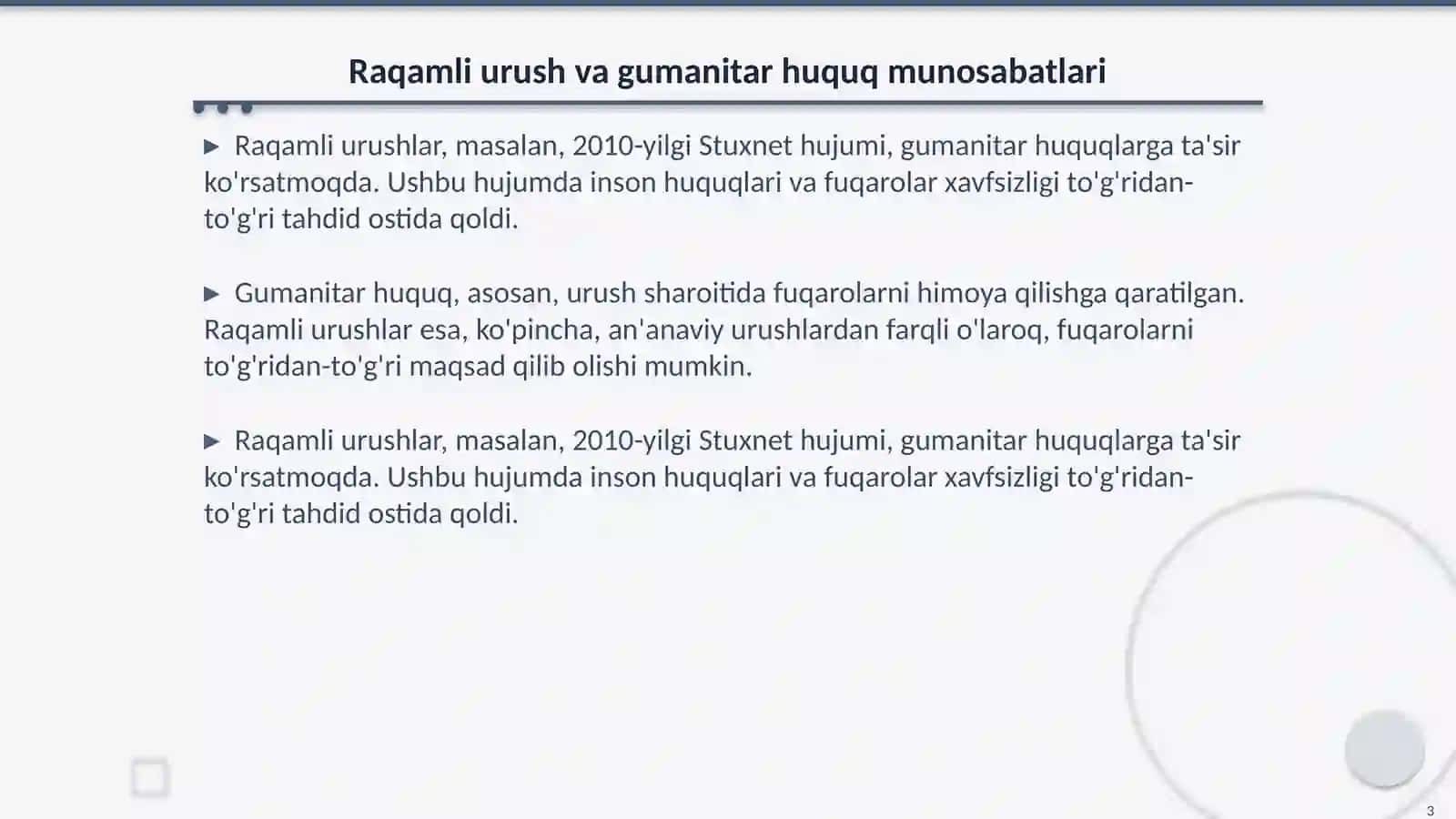X al qaro gumanitar huquqning kelajagi: raqamli urush va yangi texnologiyalar oldida 3