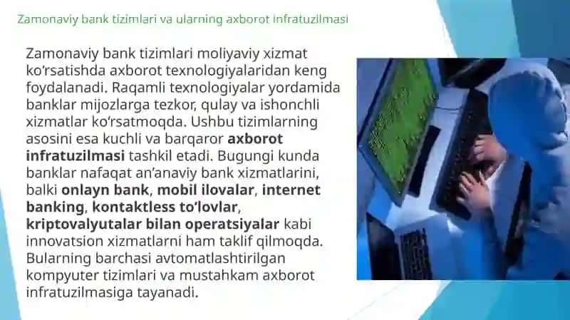 BANK SOHASIDA KOMPYUTER TIZIMI AXBOROT XAVFSIZLIGINI TAMINLASH 3