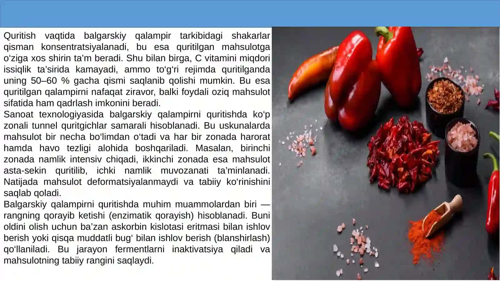 Bulgʻor qalampiri quritish texnalogiyasi 3