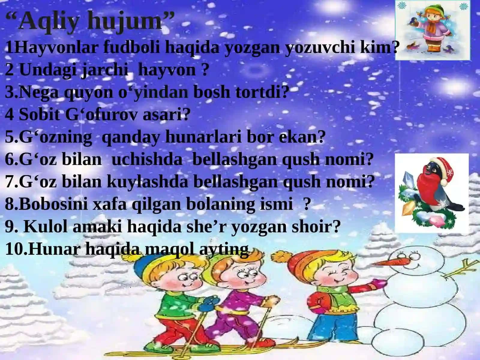 3-sinf O'qish fanidan Kumush qish mavzusida dars ishlanma 3