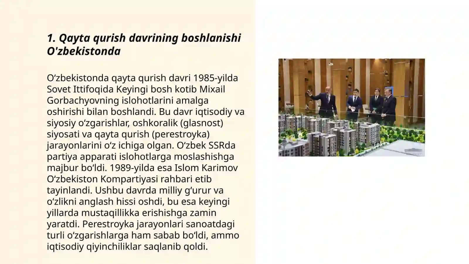 Qayta qurish yillarida O'zbekistondagi ijtimoiy-siyosiy vaziyat 3
