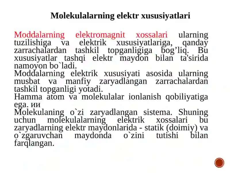 Dielektriklar va mоlеkulаlаrning elеktr хususiyatlаri 3
