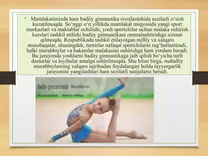 Badiiy gimnastikaning hozirgi zamon holari, muammolari va rivojlanish istiqbollari 3