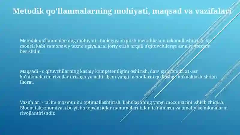 Biologiya o'qitish metodikasi bo'yicha qo'llanmalar 3