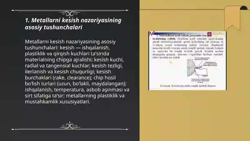 Metallarni kesish nazariyasining asosiy tushunchalari 3