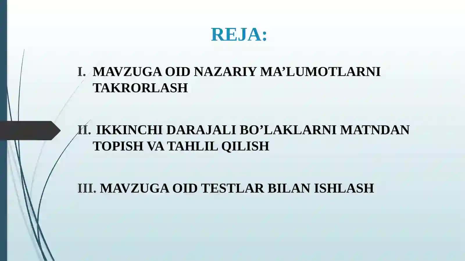 IIKINCHI DARAJALI BO‘LAKLAR YUZASIDAN AMALIY MASHG‘ULOT 3