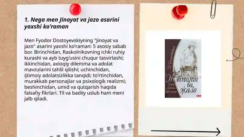 Men sevgan asar. Fyodor Dostoyevskiyning "Jinoyat va jazo" asari haqida. 3