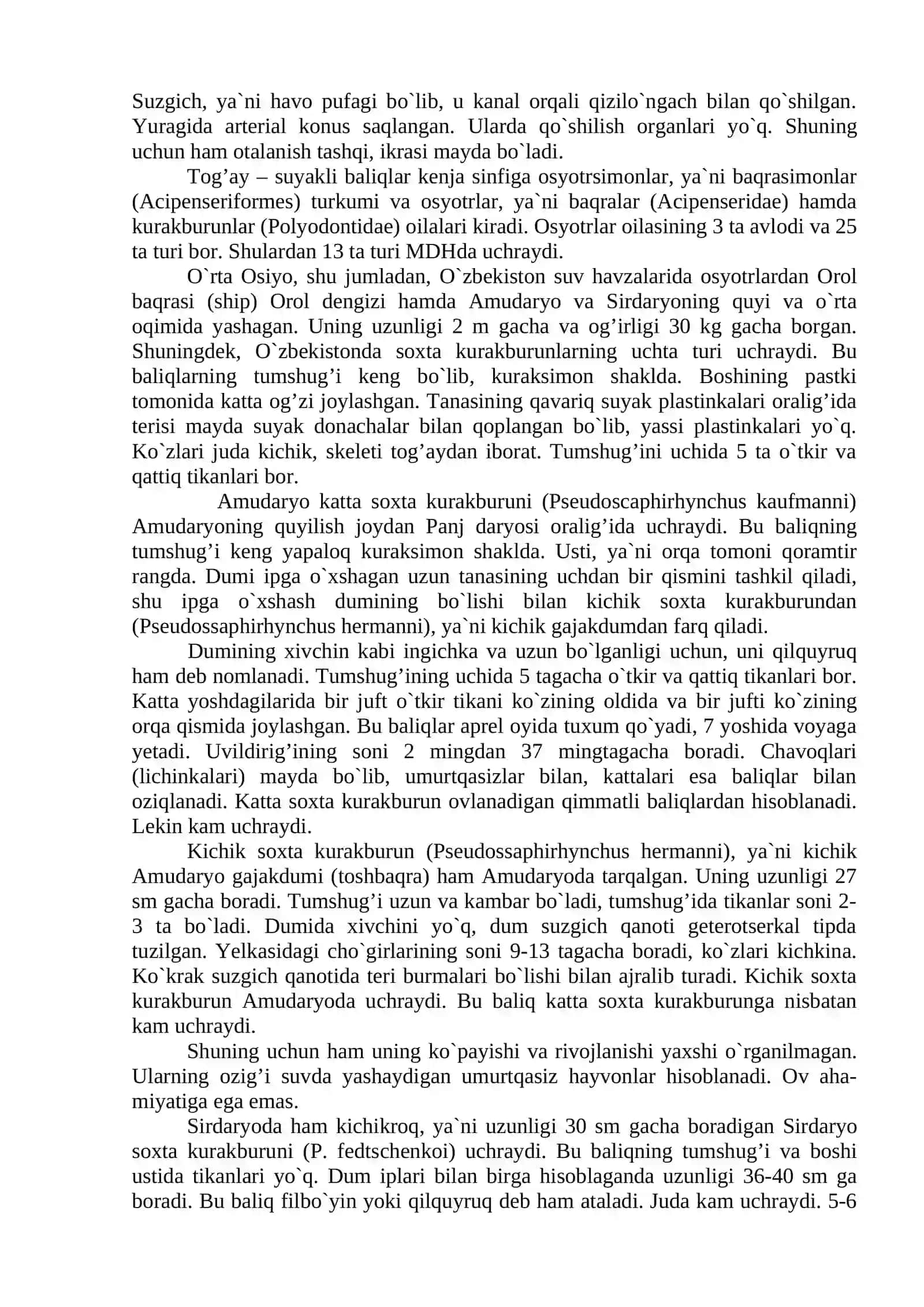 Respublikamiz faunasida baliqlar va chilikning o’rni 3