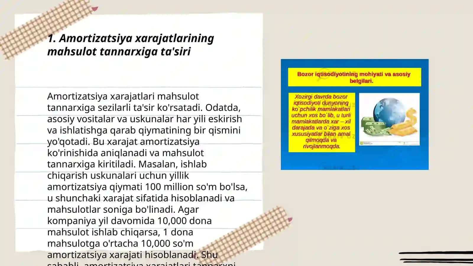 Mahsulot tannarxida amortizatsiya xarajatlarining tutgan o'rni 3