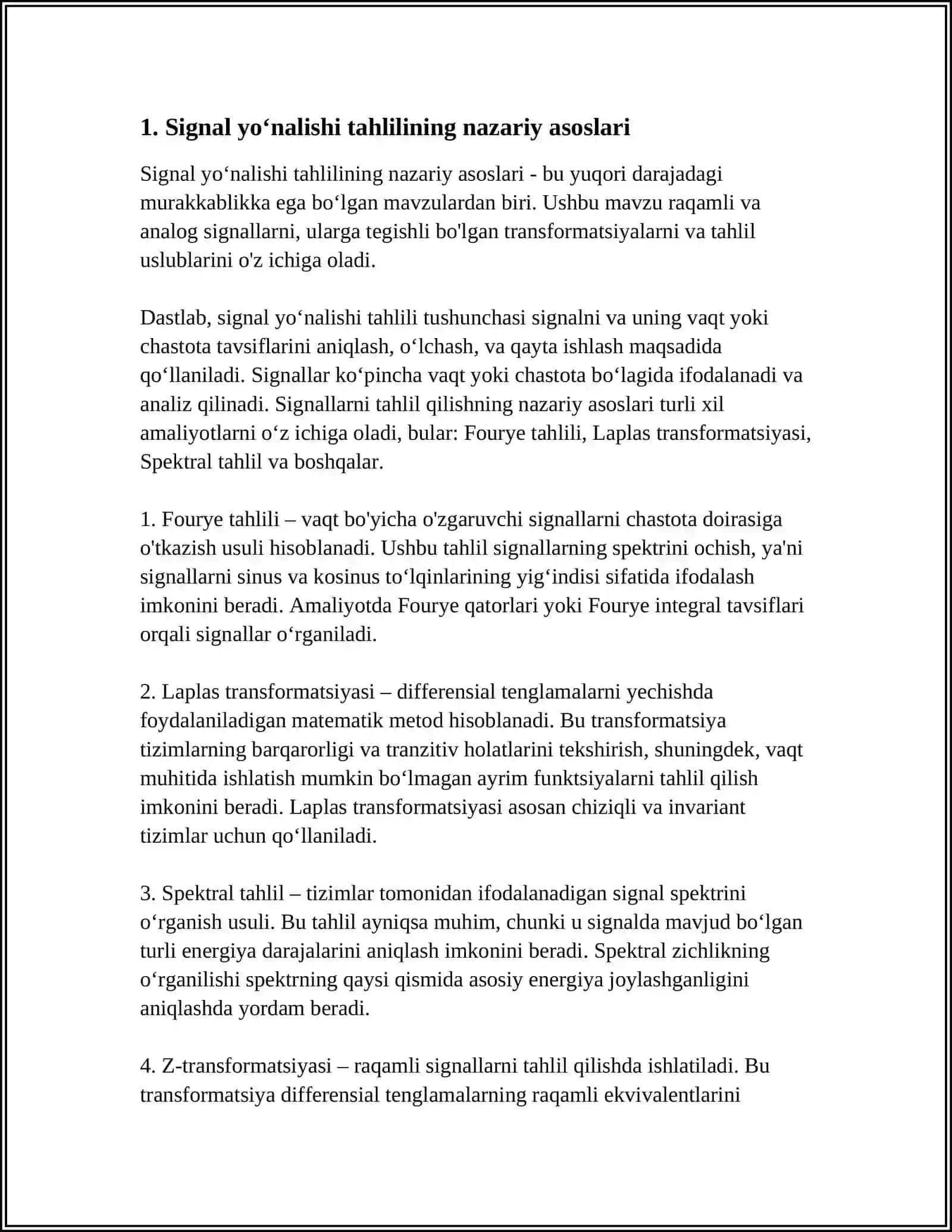 SIGNAL YO‘NALISHI TAHLILI: TO‘SIQLAR BILAN VA TO‘SIQLARSIZ HOLATNI GRAFIK TASVIRLASH 3