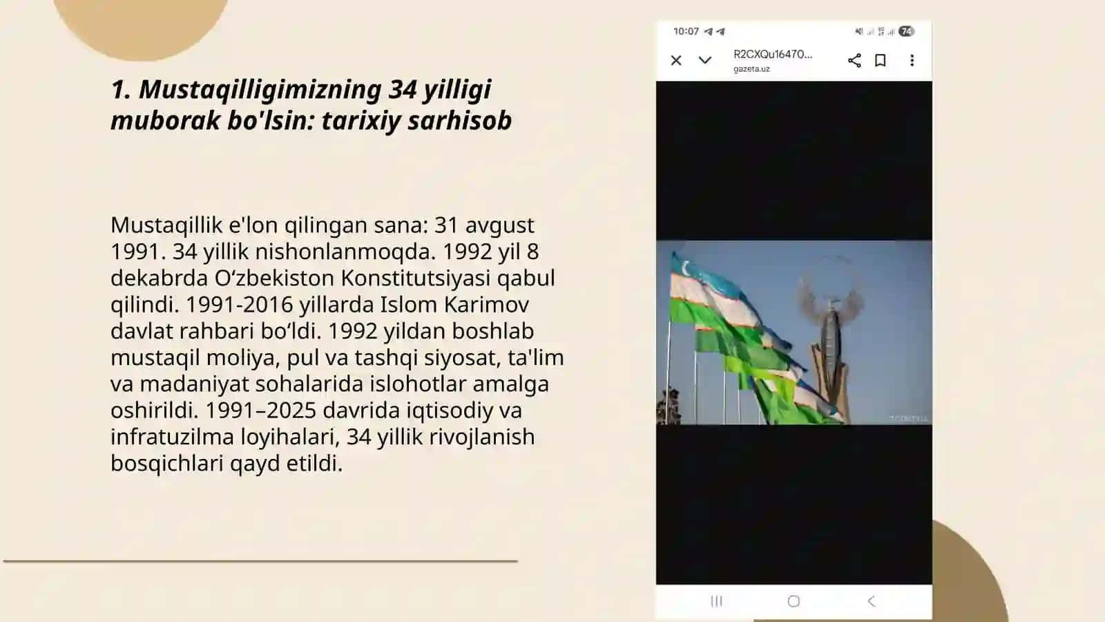 Mustaqilligimizning 34 yilligi muborak bo'lsin 3