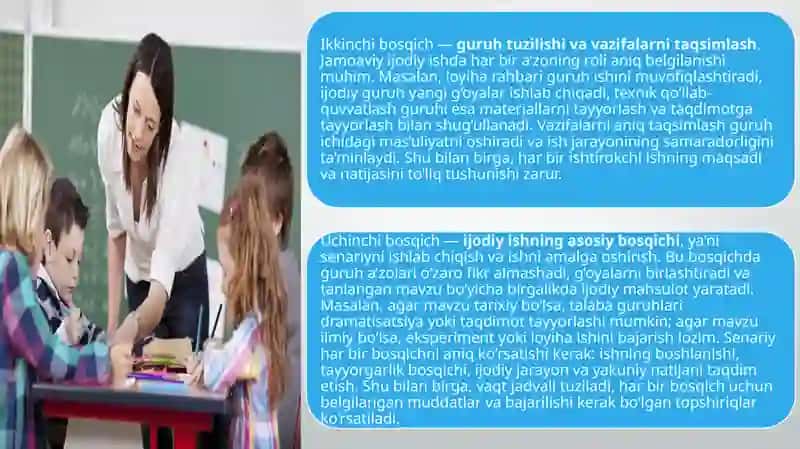 Tanlangan mavzu asosida jamoaviy ijodiy ishning rejasi senariysini tuzish 3