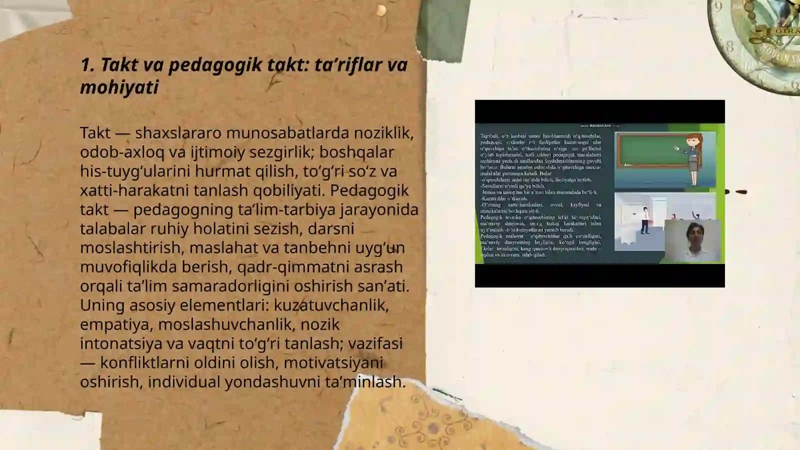 Takt va pedagogik takt, taktika tushunchalari farqlay bilish 3