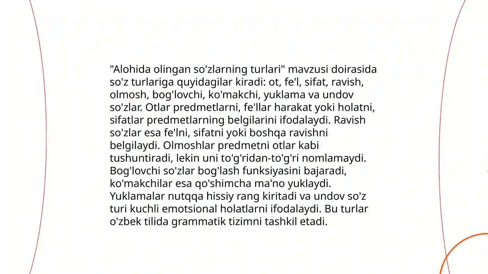 Alohida olingan so'zlar guruhi. Taqlid so'zlar. Undov so'zlar. Modal so'zlar 3