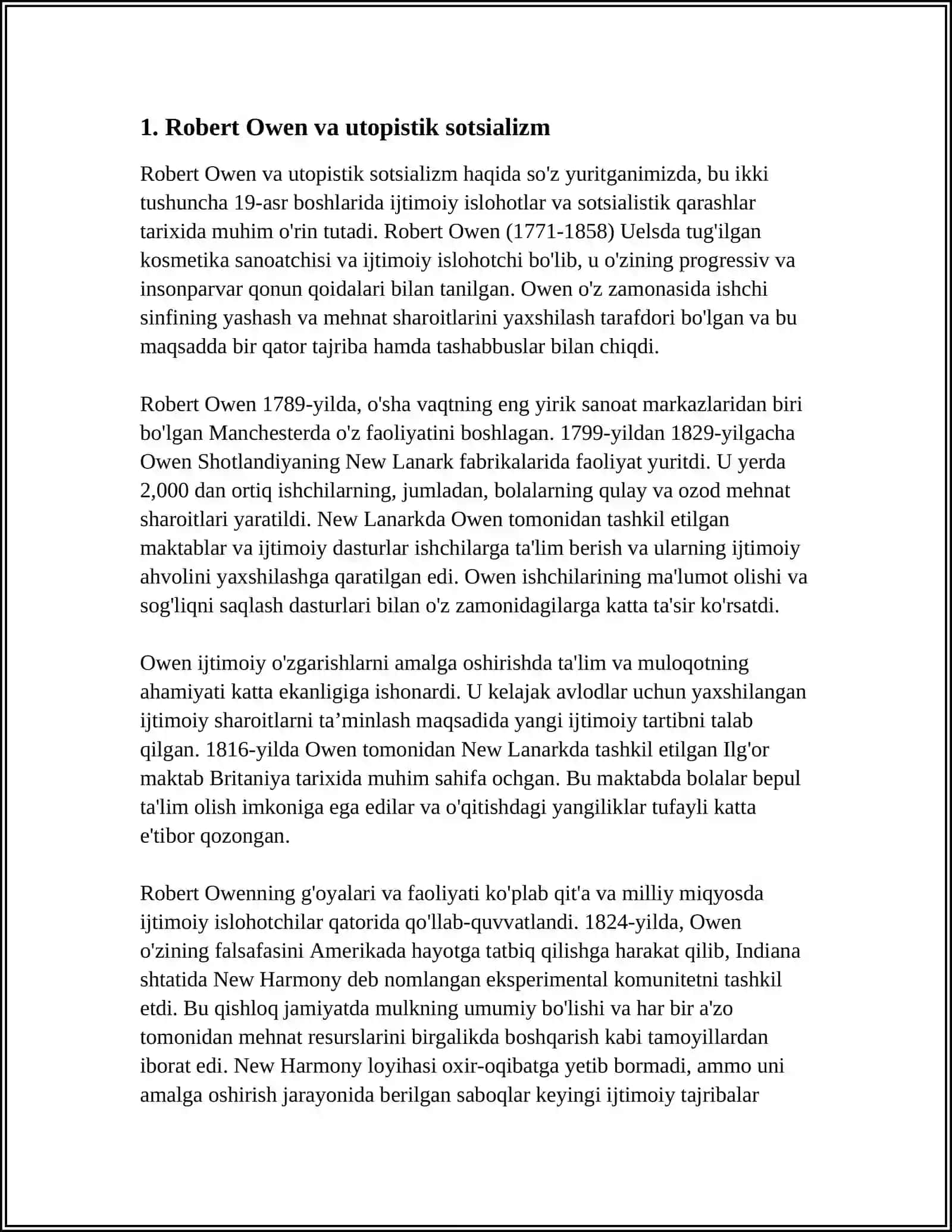 ROBERT OWEN IQTISODIY QARASHLARI 3