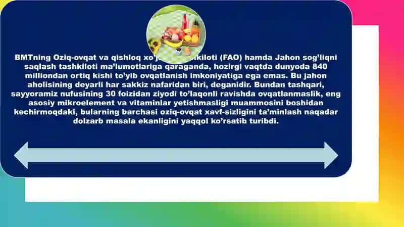 Oziq-ovqat xavfsizlik muammolari va yechimlari 3