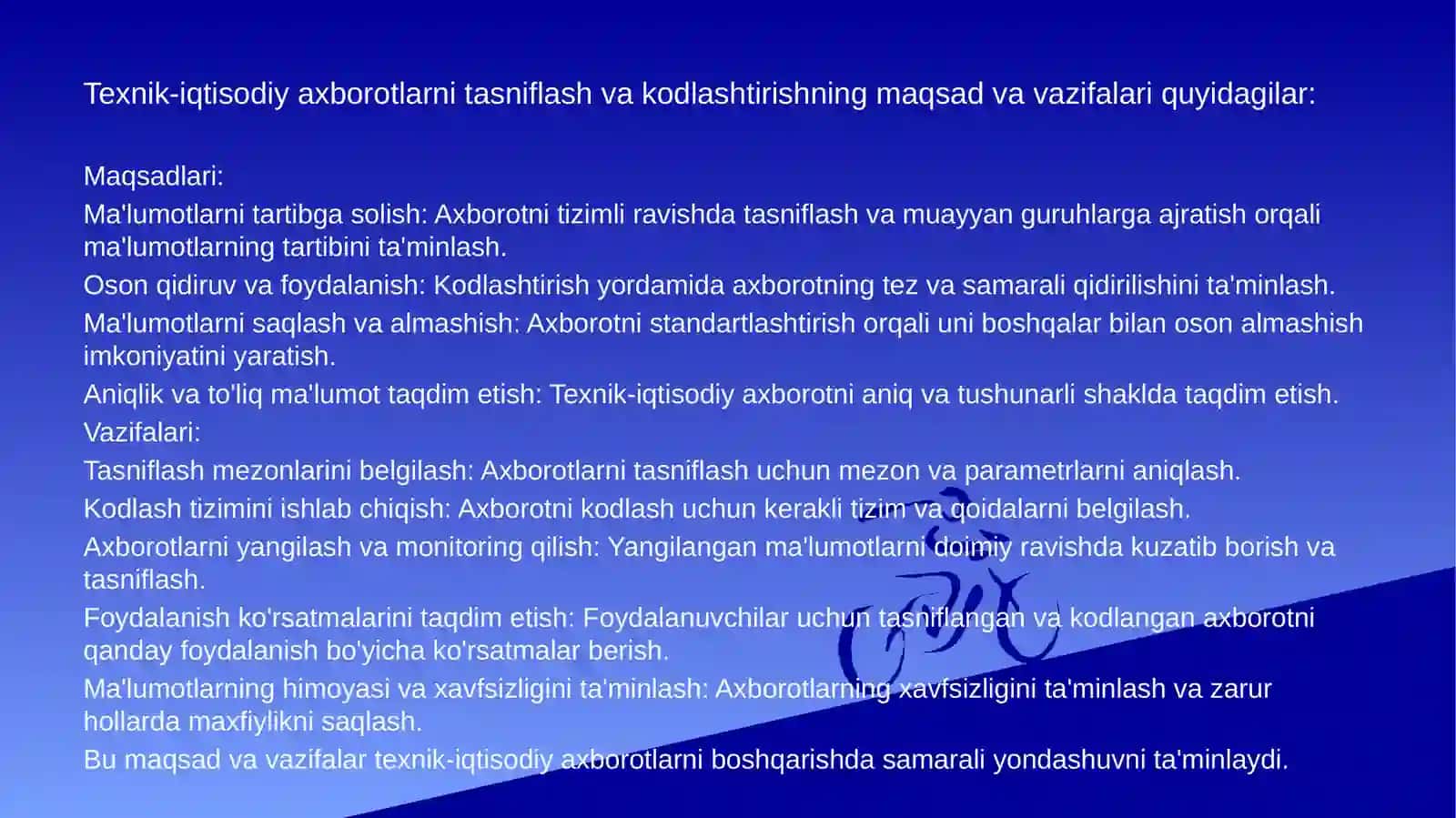Texnik-iqtisodiy axborotlarni tasniflash va kodlashtirishning maqsad va vazifalari 3