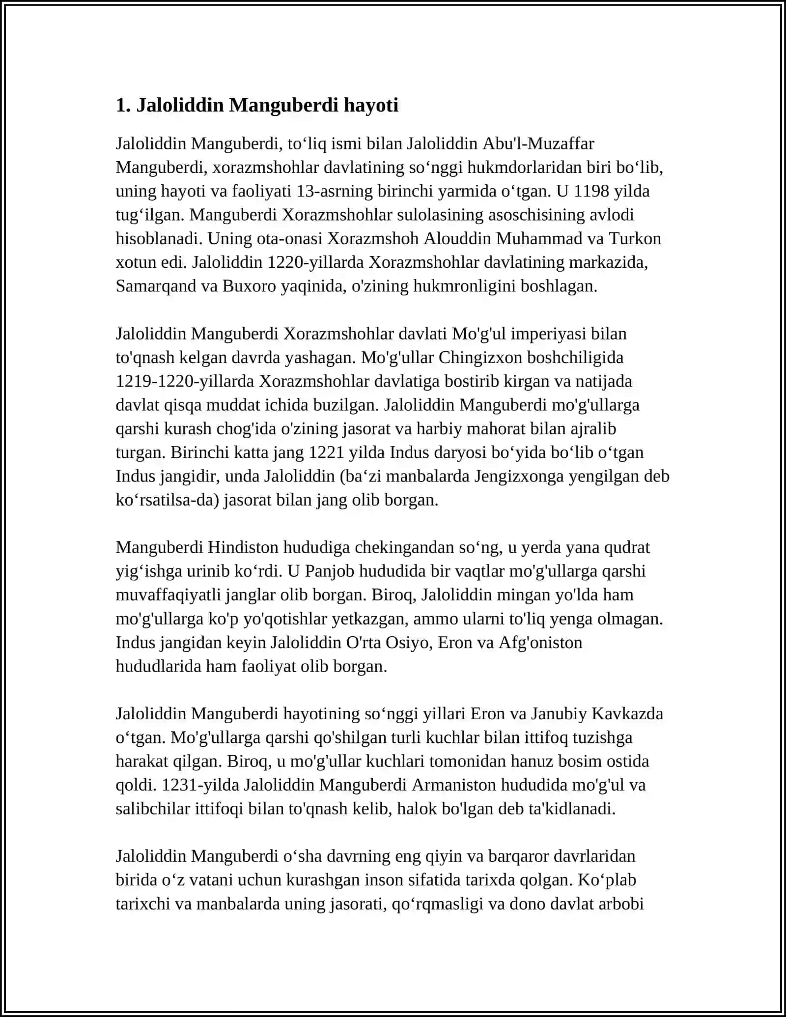 JALOLIDDIN MANGUBERDI - VATAN HIMOYACHISI 3