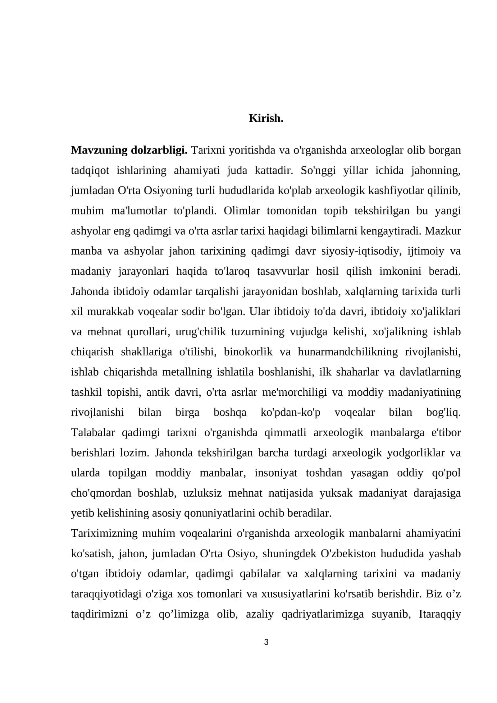 Mavzu: “O’zbekistonda arxeologiya va etnologiyaga oid tadqiqotlar” 3