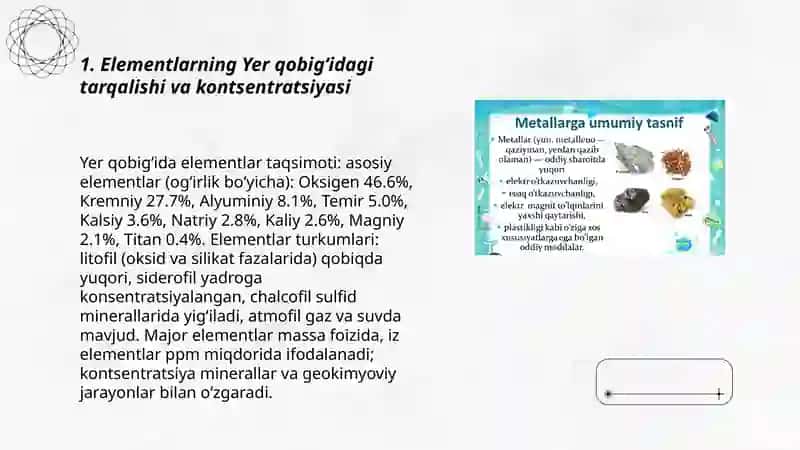 Tabiatida kimyoviy elementlarni tarqalishi va uchrash shakllari 3