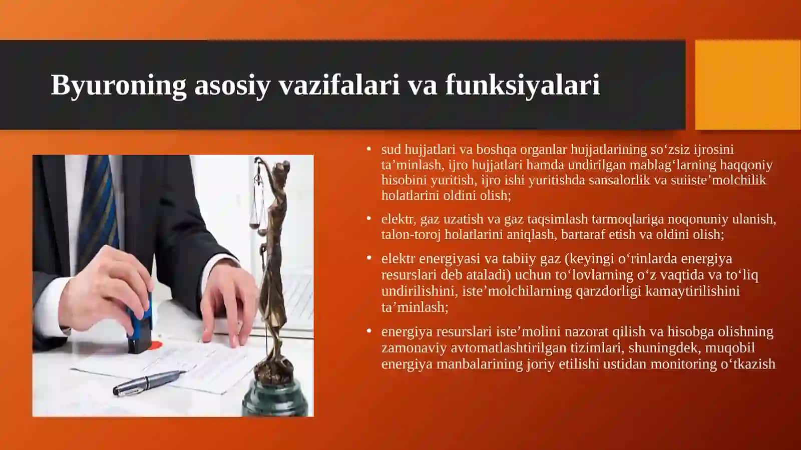O‘zbekiston Respublikasi Bosh prokuraturasi huzuridagi Majburiy ijro byurosi faoliyatini tashkil etish asoslari 3