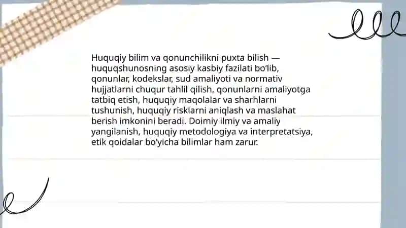 Huquqshunosning kasbiy fazilatlari 3