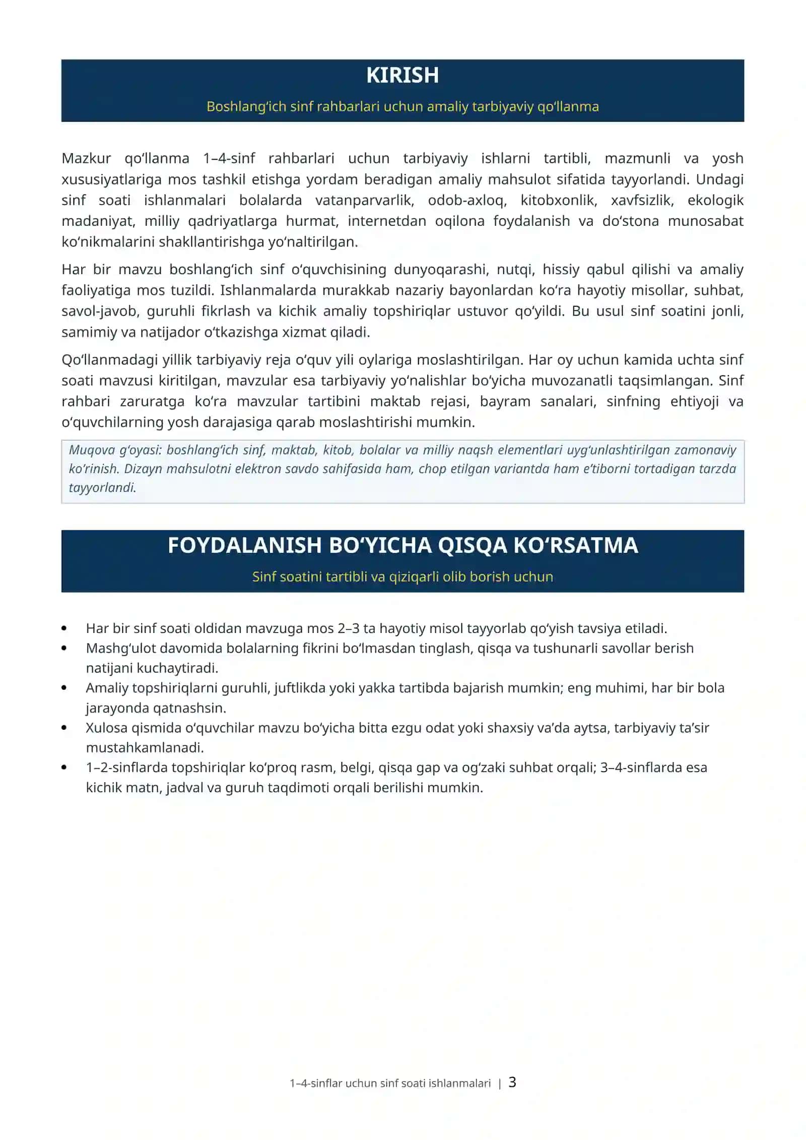 Yillik reja va 34 ta sinf soati ishlanmasi 3