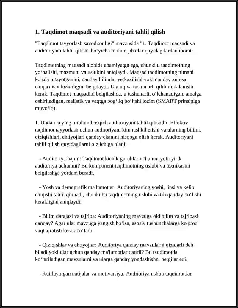 TAQDIMOT TAYYORLASH SAVODXONLIGI 3