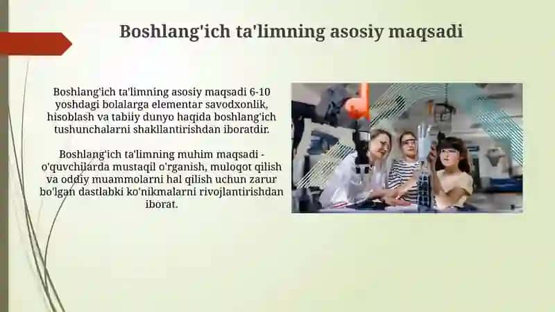 Boshlang'ich ta'limning maqsad va vazifalari 3