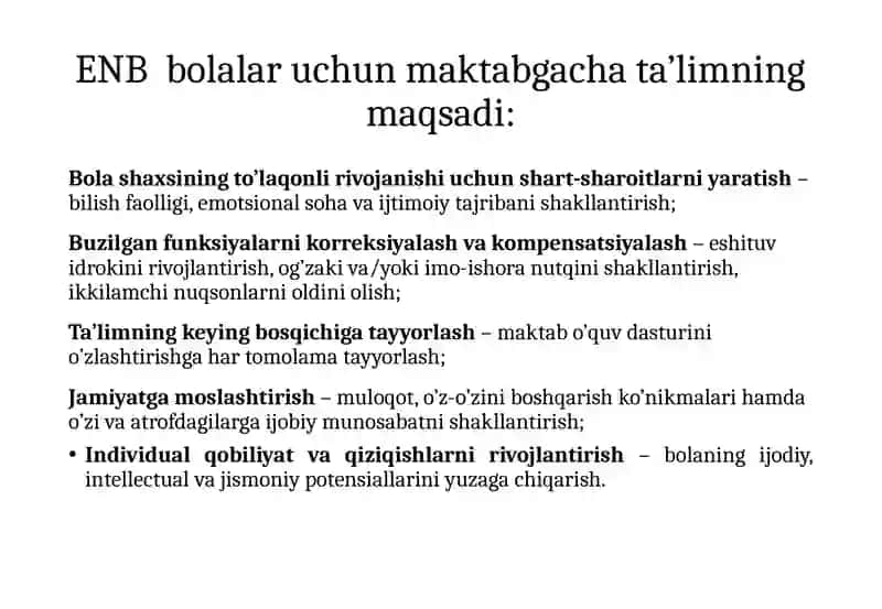 ENB bolalar uchun maktabgacha ta'lim tashkiloti dasturi 3