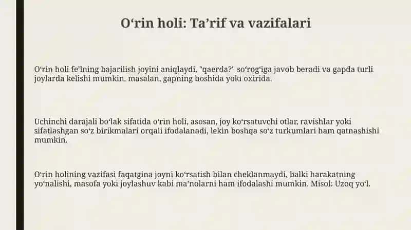 Oʻrin holi haqida 3