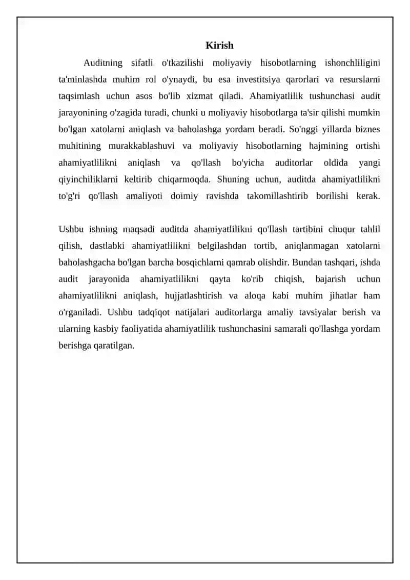 Muhimlik darajasini auditda qollash tartibi 3