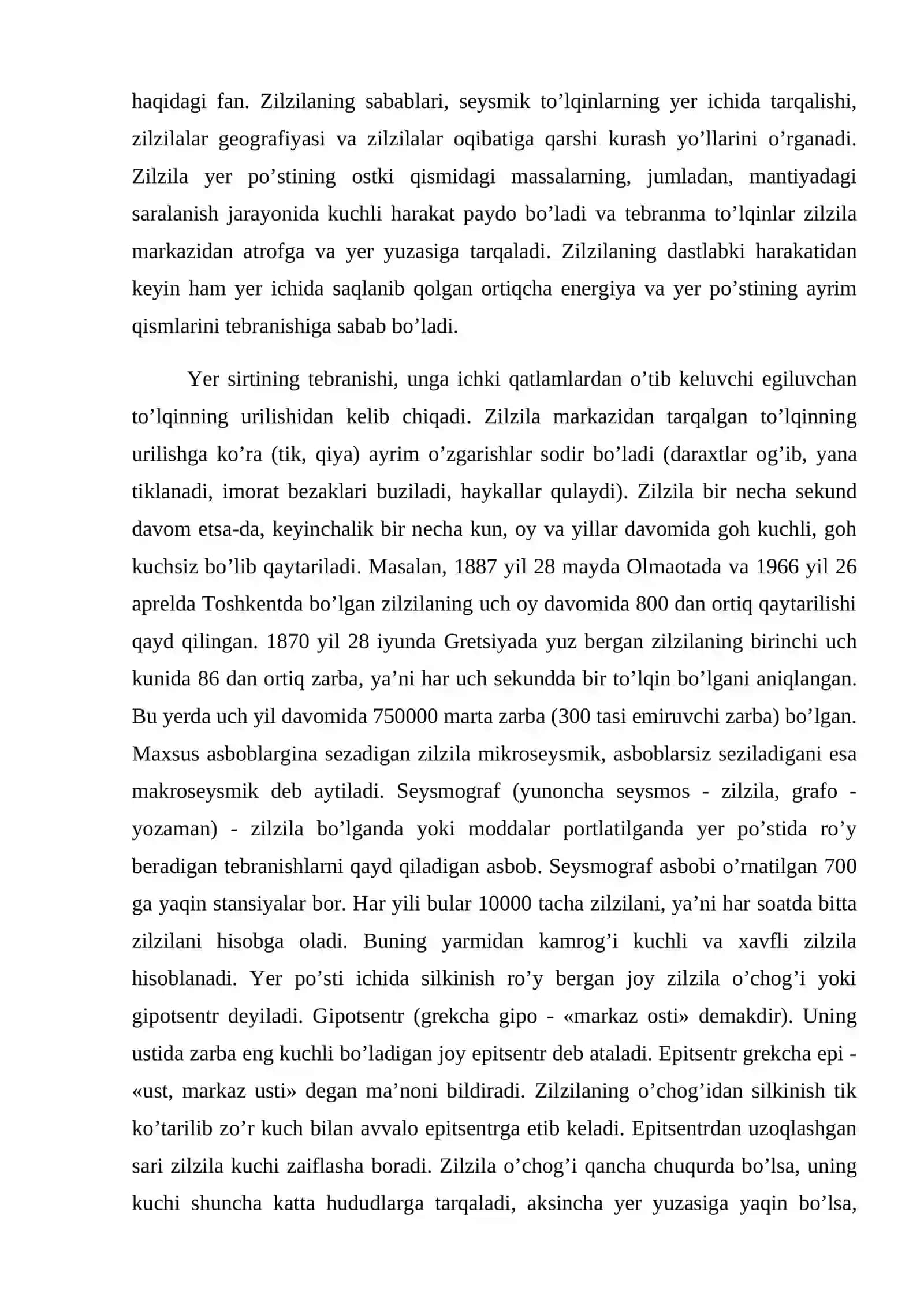 Zilzilaning bo'lish vaqtini bashorat qilish va uning oqibatlari 3