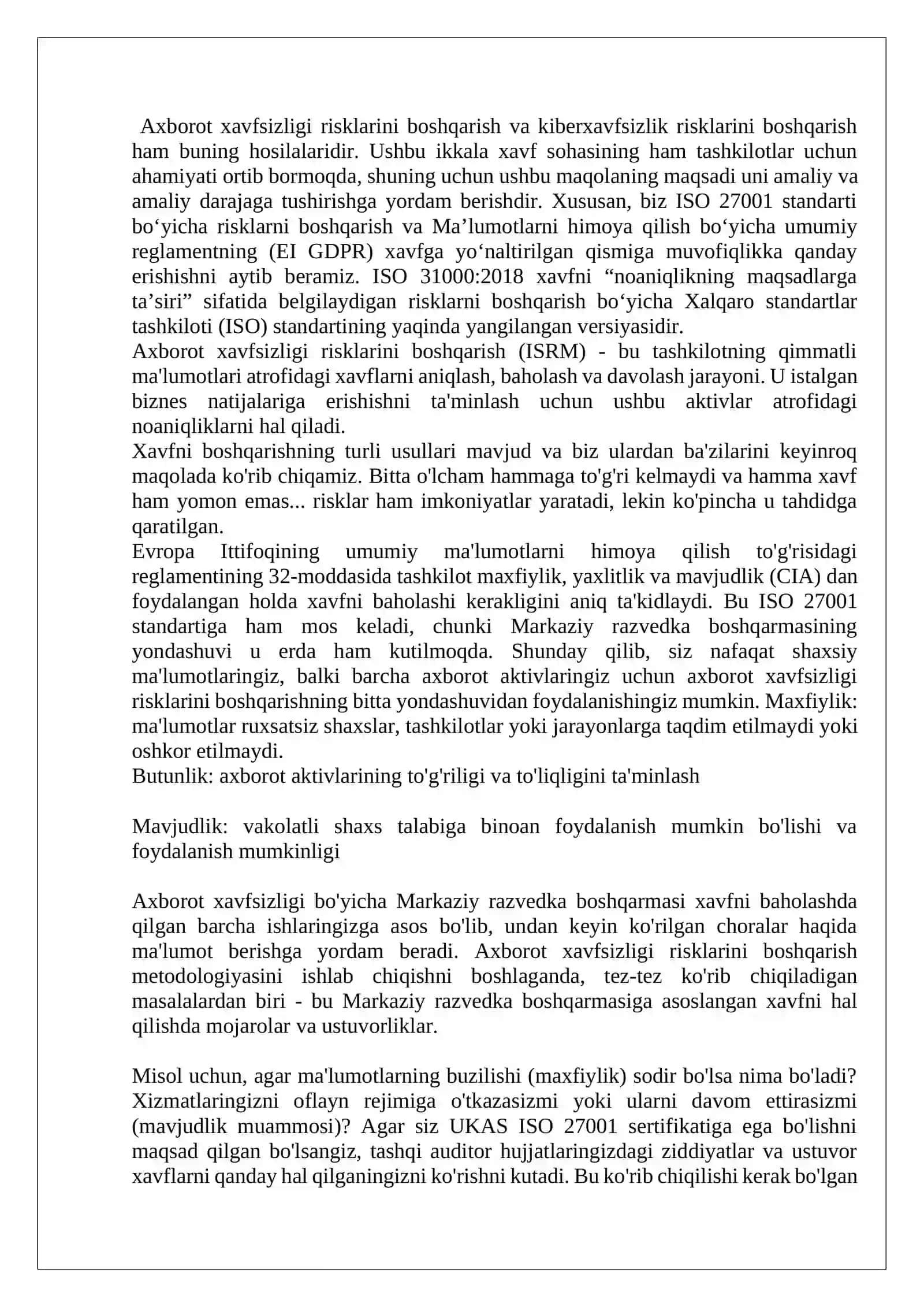 Аxborot xavfsizligini boshqarish tizimlari 3