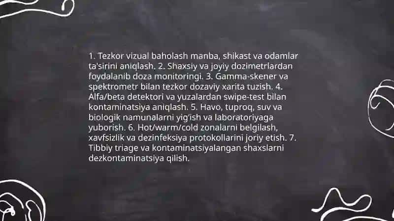 Favqulotda vaziyatni baholash. Radiatsion holat. Radioaktiv zararlanish manbaalari. Zonalar tavsifi 3