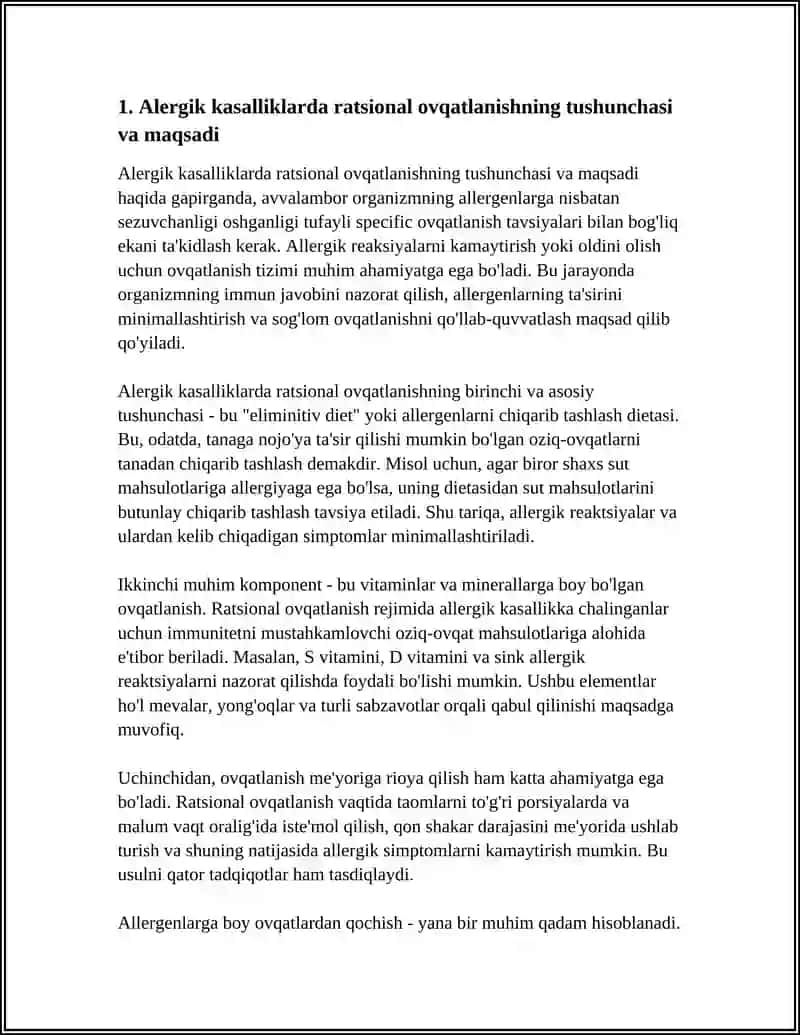 ALERGIK KASALLIKLARDA RATSIONAL OVQATLANISHNING AHAMIYATI 3