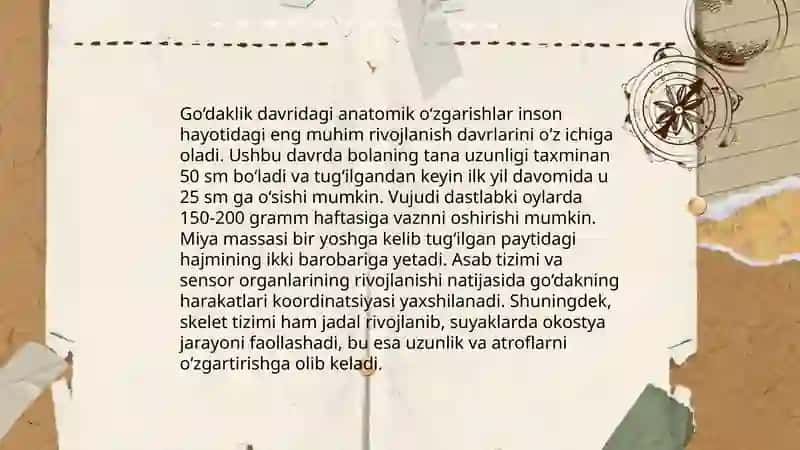 Bolalar yoshiga oid anatomik va fiziologik o'zgarishlar 3