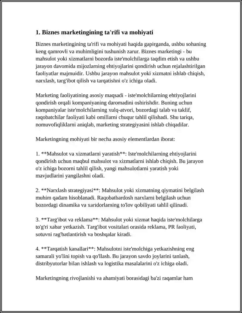 BIZNES MARKETINGNING MOHIYATI VA AHAMIYATI 3