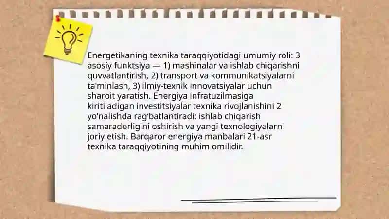 Energetikaning texnika taraqqiyotidagi umumiy roli 3