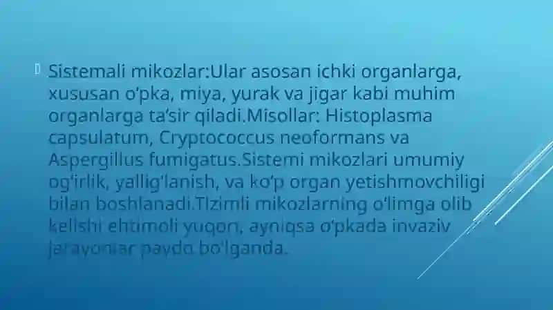 Zamburug'li infeksiyalarning umumiy tarifi 3